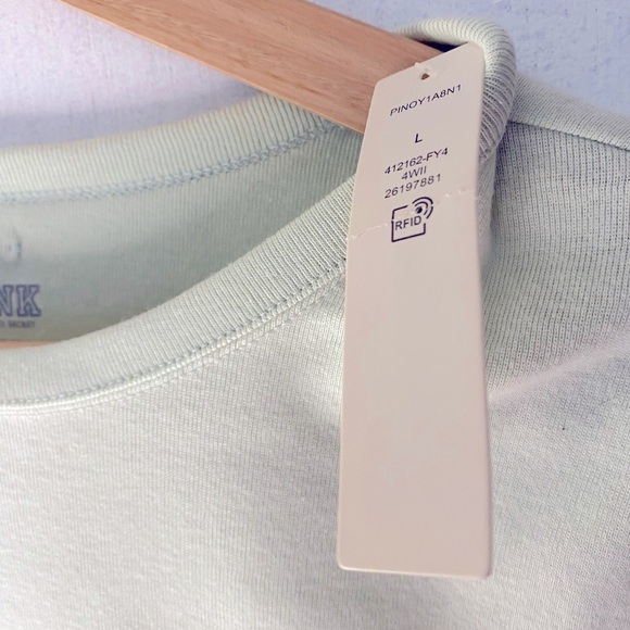 NWT PINK LONG SLEEVED TOP SEAFOAM GREEN SIZE LARGE - Picture 3 of 5